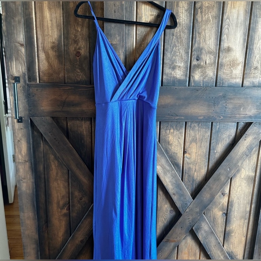 NWT Bebe Elegant Blue Women's Dress wrap shimmer gown small